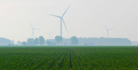 These wind turbines working in Graitot County, Michigan were manufactured mostly by Nordex Inc., which recently closed its plant in Jonesboro, Arkansas.