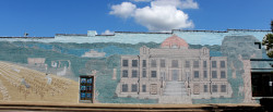 A mural on the downtown square marks Osceola's history.