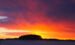 Sunrise over a frosted field along M66 just north of Battle Creek, MI.